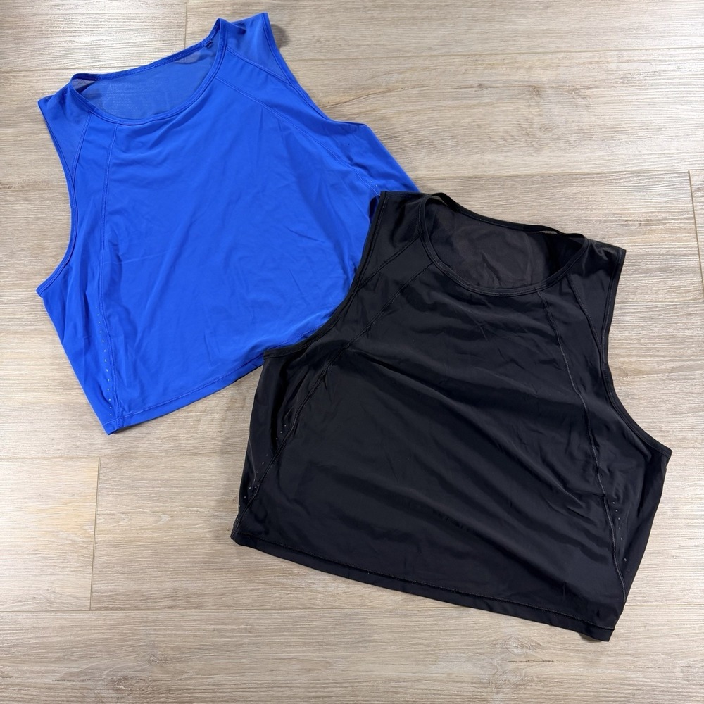 Lululemon Sculpt Cropped Tank Top Bundle Black/Blazer Blue Women's Size 14